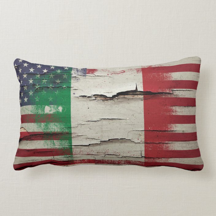 Crackle Paint Italian American Flag Lumbar Pillow Zazzle Com