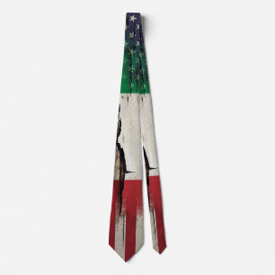 Crackle Paint Italian American Flag Neck Tie