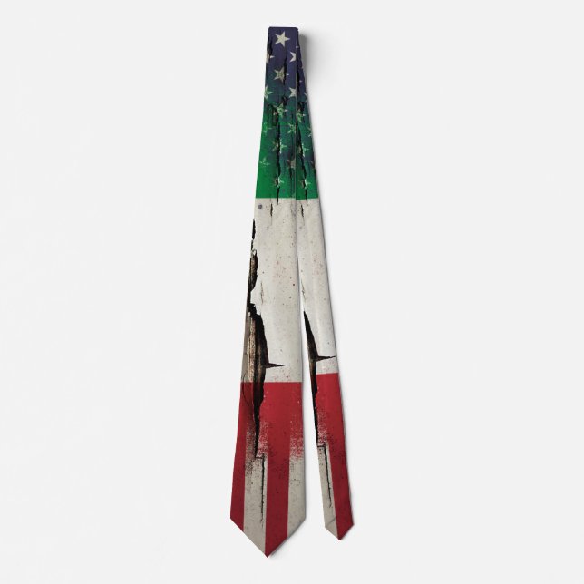 Crackle Paint | Italian American Flag Neck Tie (Front)