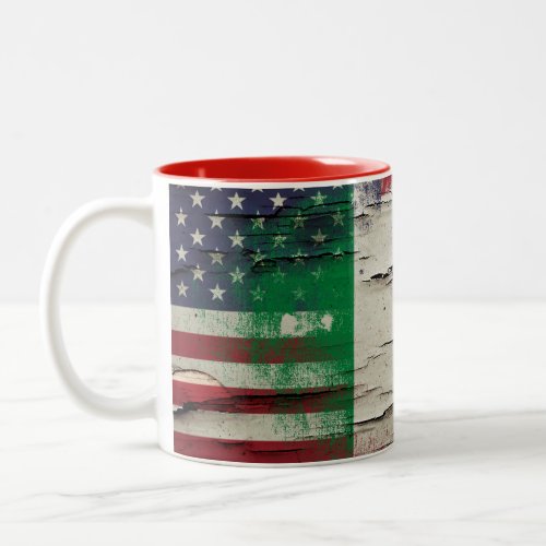 Crackle Paint  Italian American Flag Two_Tone Coffee Mug