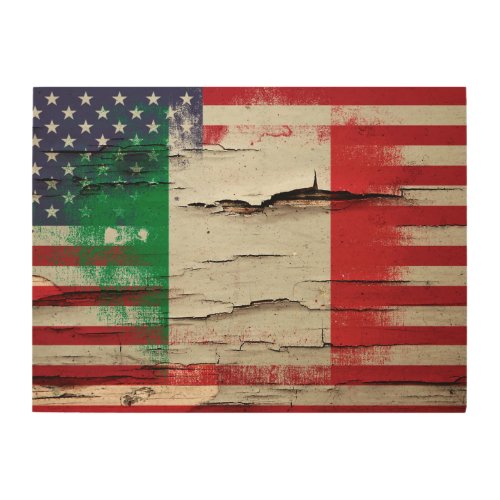 Crackle Paint  Italian American Flag Wood Wall Art