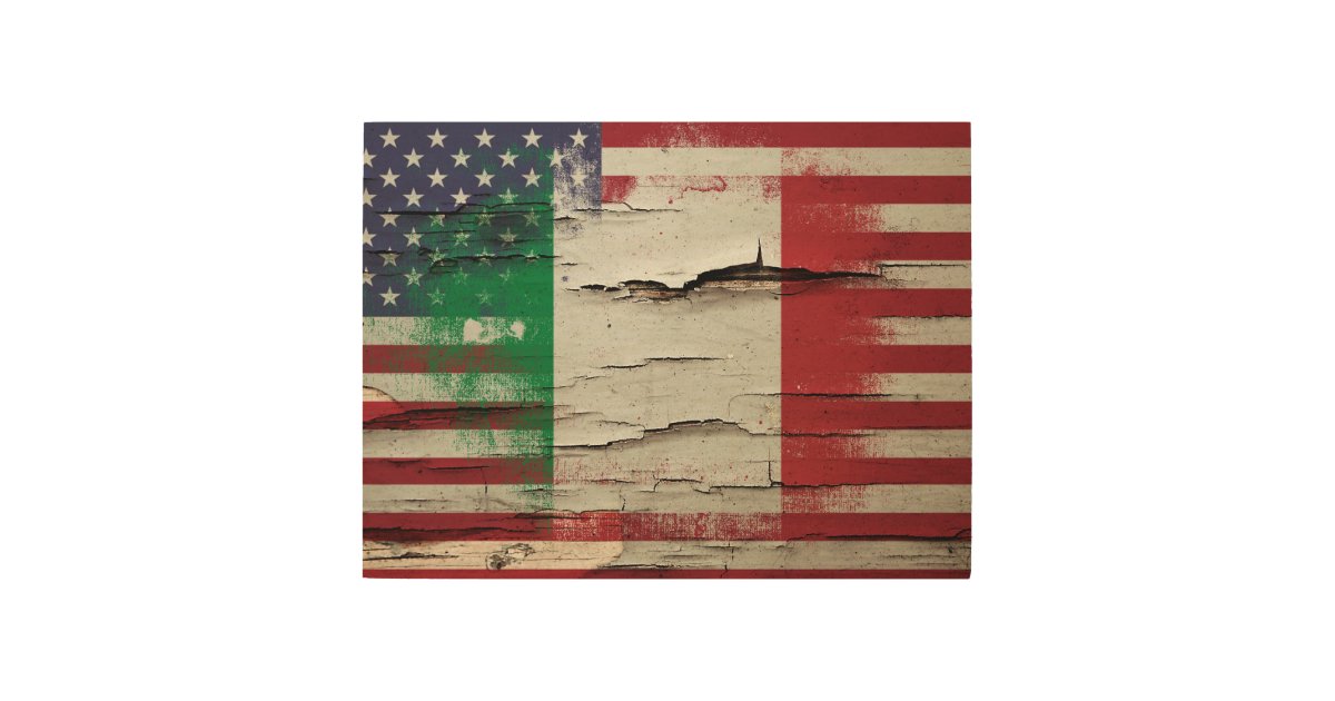 Crackle Paint Italian American Flag Wood Wall Art Zazzle Com