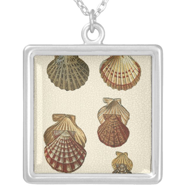 Crackled Antique Shells Silver Plated Necklace (Front)