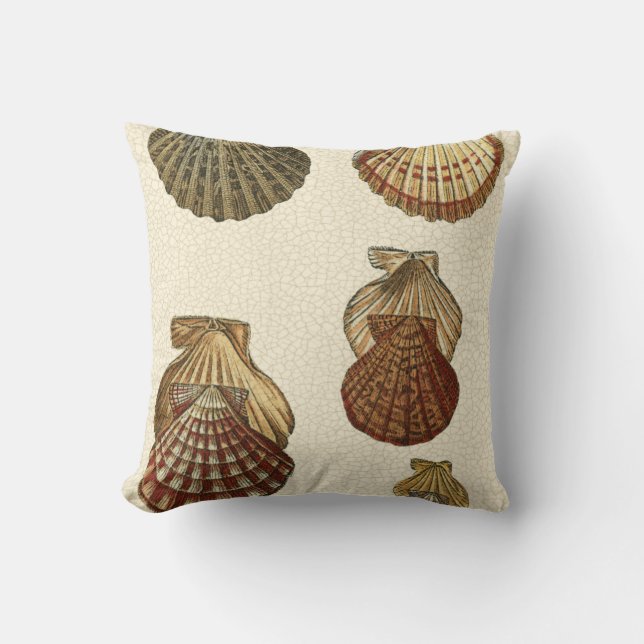 Crackled Antique Shells Throw Pillow (Front)