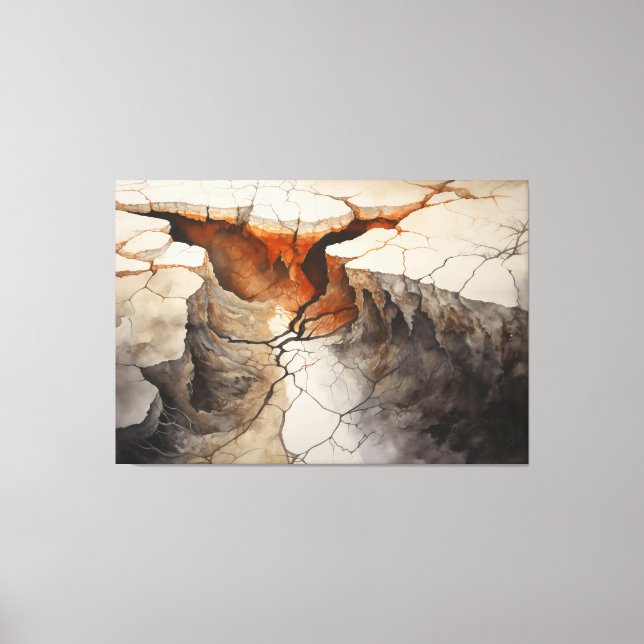 Cracks Earth Dry Climate 1 of 4 Canvas Print (Front)