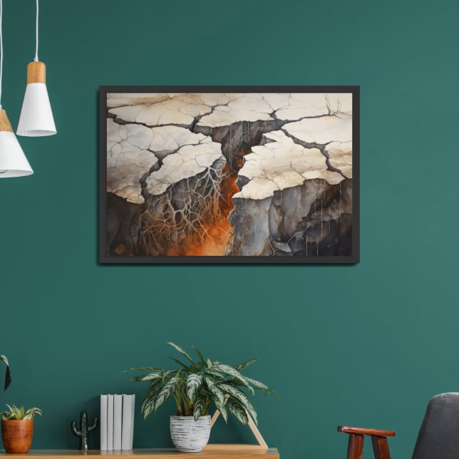 Cracks Earth Dry Climate 4 of 4 Framed Art (Living Room 2)