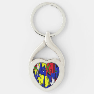 Cracks in blue, abstract keychain