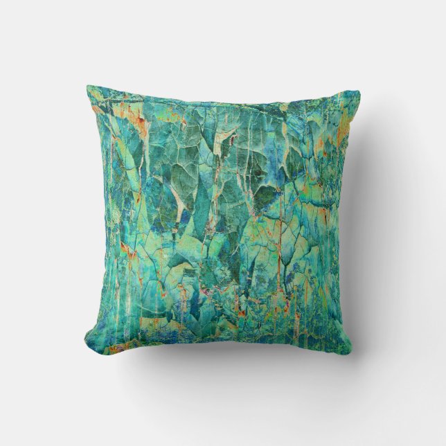 Cracks in Blue Throw Pillow (Front)