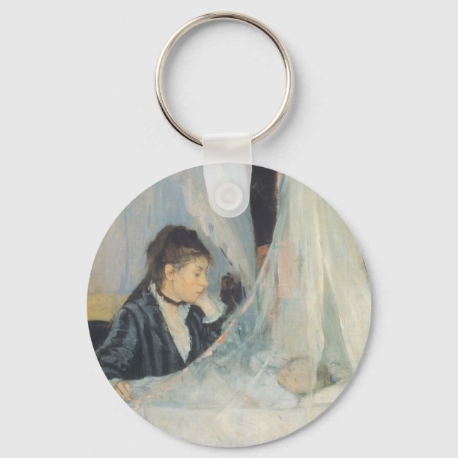 Cradle by Berthe Morisot, Vintage Impressionism Keychain (Front)