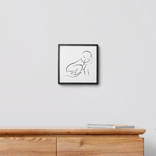 Cradled Innocence – Minimalist Baby Line Art Peel And Stick Photo Tile