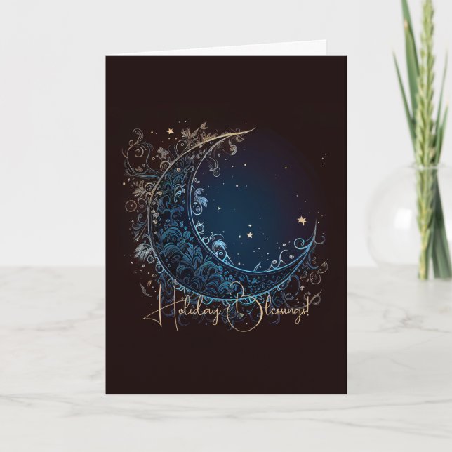 Craete Your Own Magical Filigree Moon Holiday Card (Front)
