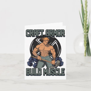 Craft Armor Build Muscle Cosplay Gym Quote 1 Card