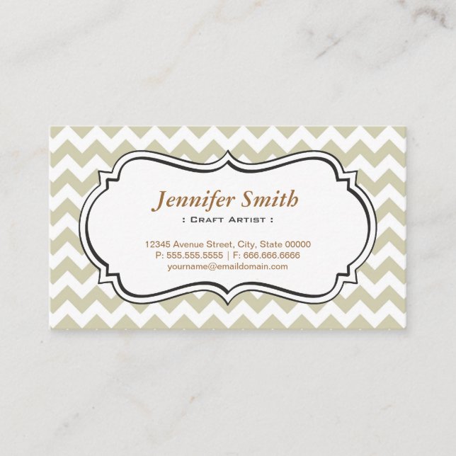 Craft Artist - Chevron Simple Jasmine Business Card (Front)