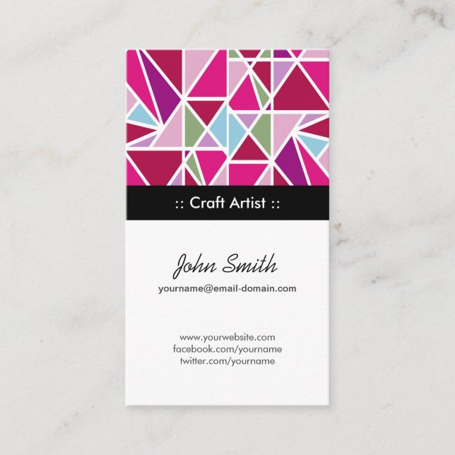 Craft Artist Pink Abstract Geometry Business Card (Front)