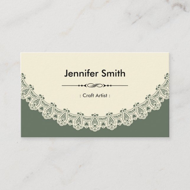 Craft Artist - Retro Chic Lace Business Card (Front)