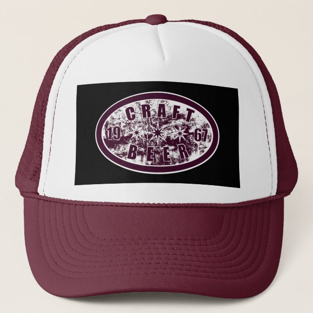 Craft Beer 1967 - Burgundy & White Trucker Hat (Front)