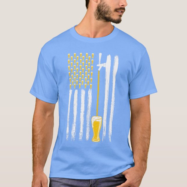 Craft Beer American Flag USA 4th July Alcohol Brew T-Shirt (Front)