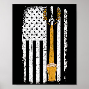 Craft Beer American Flag USA 4th July Brewery Poster
