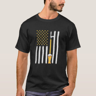 Craft Beer American Flag USA 4th July Brewery  T-Shirt