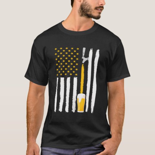 Craft Beer American Flag Usa 4Th July Brewery T_Shirt