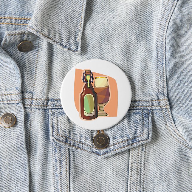 Craft Beer Bottle and Glass Rustic Brewery Button (Creator Uploaded)