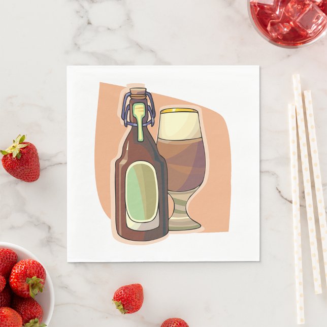 Craft Beer Bottle and Glass Rustic Brewery Napkins (Creator Uploaded)