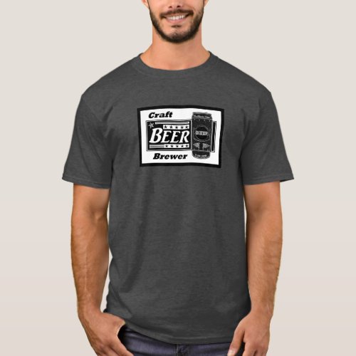 Craft Beer Brewer _ Black  White Can Stars T_Shirt
