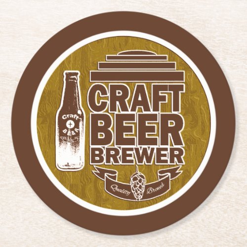 Craft Beer Brewer _ Brown Round Paper Coaster