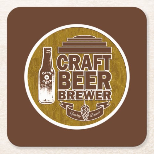 Craft Beer Brewer  Square Paper Coaster