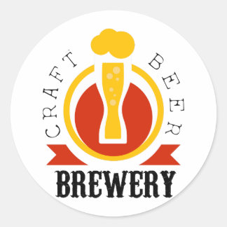 Craft Beer Brewery Logo Design Template Classic Round Sticker