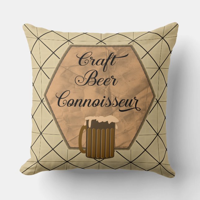 Craft Beer Connoisseur Throw Pillow (Front)