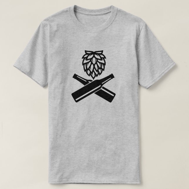 Craft Beer Crossed Bottles & Hop T-Shirt (Design Front)