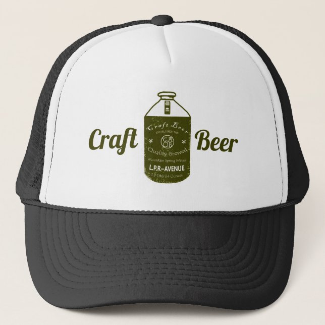 Craft Beer -Growler Jug Green & White Trucker Hat (Front)