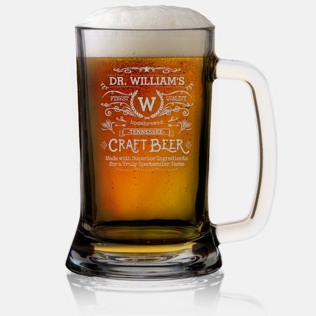 Craft Beer Homebrew Custom Name Monogram Vintage Stein (Creator Uploaded)