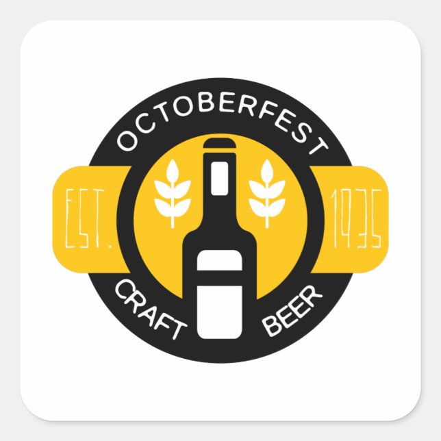 Craft Beer Logo Design Template With Bottle Square Sticker (Front)