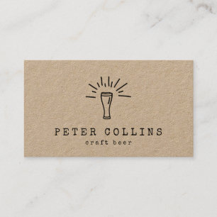 craft beer rustic doodle kraft paper business card