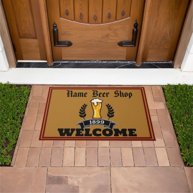 Craft Beer Shop Welcome restaurant Personalized NA Doormat (Outdoor)