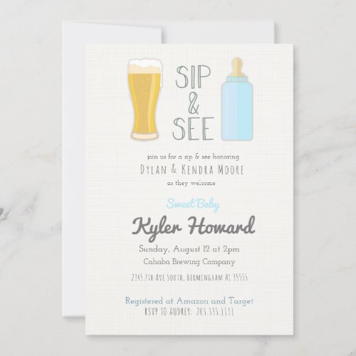 Craft Beer Sip  See Baby Boy Shower Invitation