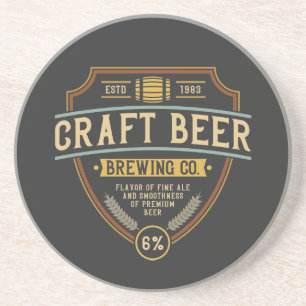 Craft Beer Vintage Brew Logo Coaster