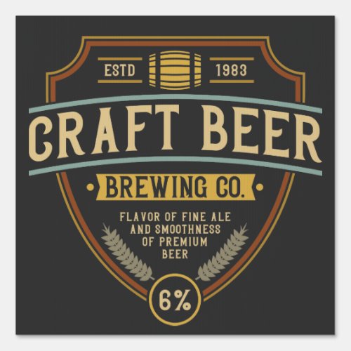 Craft Beer Vintage Brew Logo Yard Sign