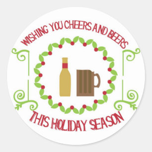 Craft beer.. Wishing Cheers and Beers this holiday Classic Round Sticker