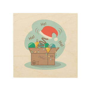 Craft box with Christmas decoration and Santa hat