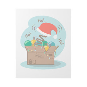 Craft box with Christmas decoration and Santa hat