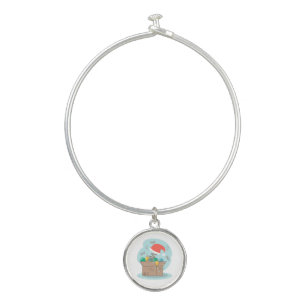 Craft box with Christmas decoration and Santa hat Bangle Bracelet