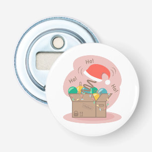 Craft box with Christmas decoration and Santa hat Bottle Opener