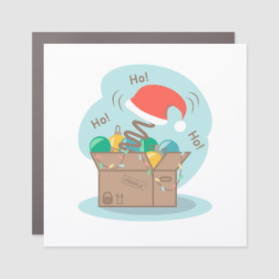 Craft box with Christmas decoration and Santa hat  Car Magnet