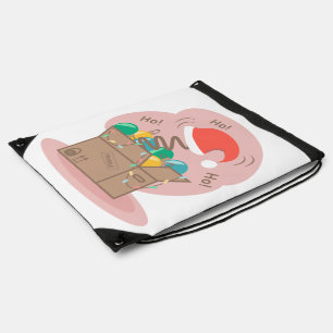 Craft box with Christmas decoration and Santa hat Drawstring Bag
