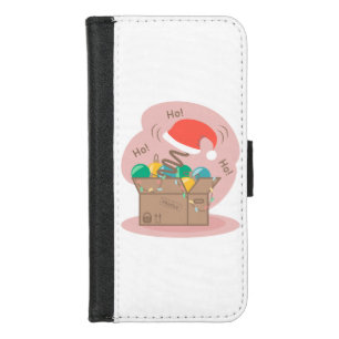 Craft box with Christmas decoration and Santa hat iPhone 8/7 Wallet Case