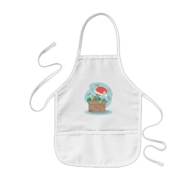Craft box with Christmas decoration and Santa hat  Kids' Apron (Front)