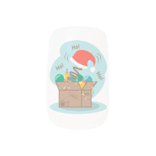 Craft box with Christmas decoration and Santa hat Minx Nail Art